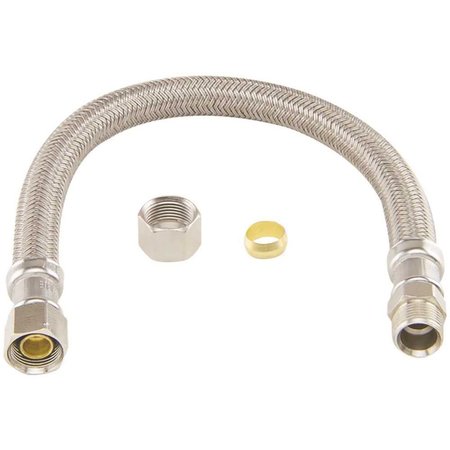 BRASSCRAFT 3/8 in. Compression x 3/8 in. O.D. Compression x 12 in. Braided Polymer Faucet Connector B1-12KC F
